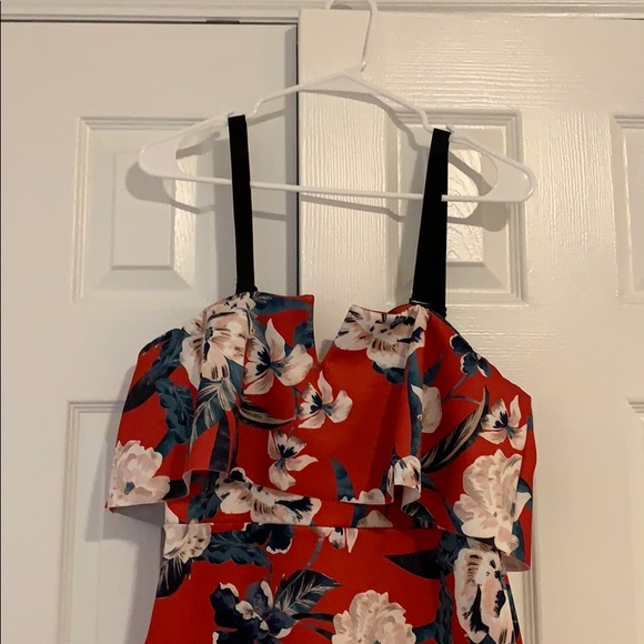 Red floral midi dress - Picture 5 of 6